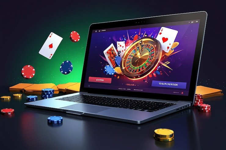 Meja poker dengan kartu dan chip di platform situs gacor